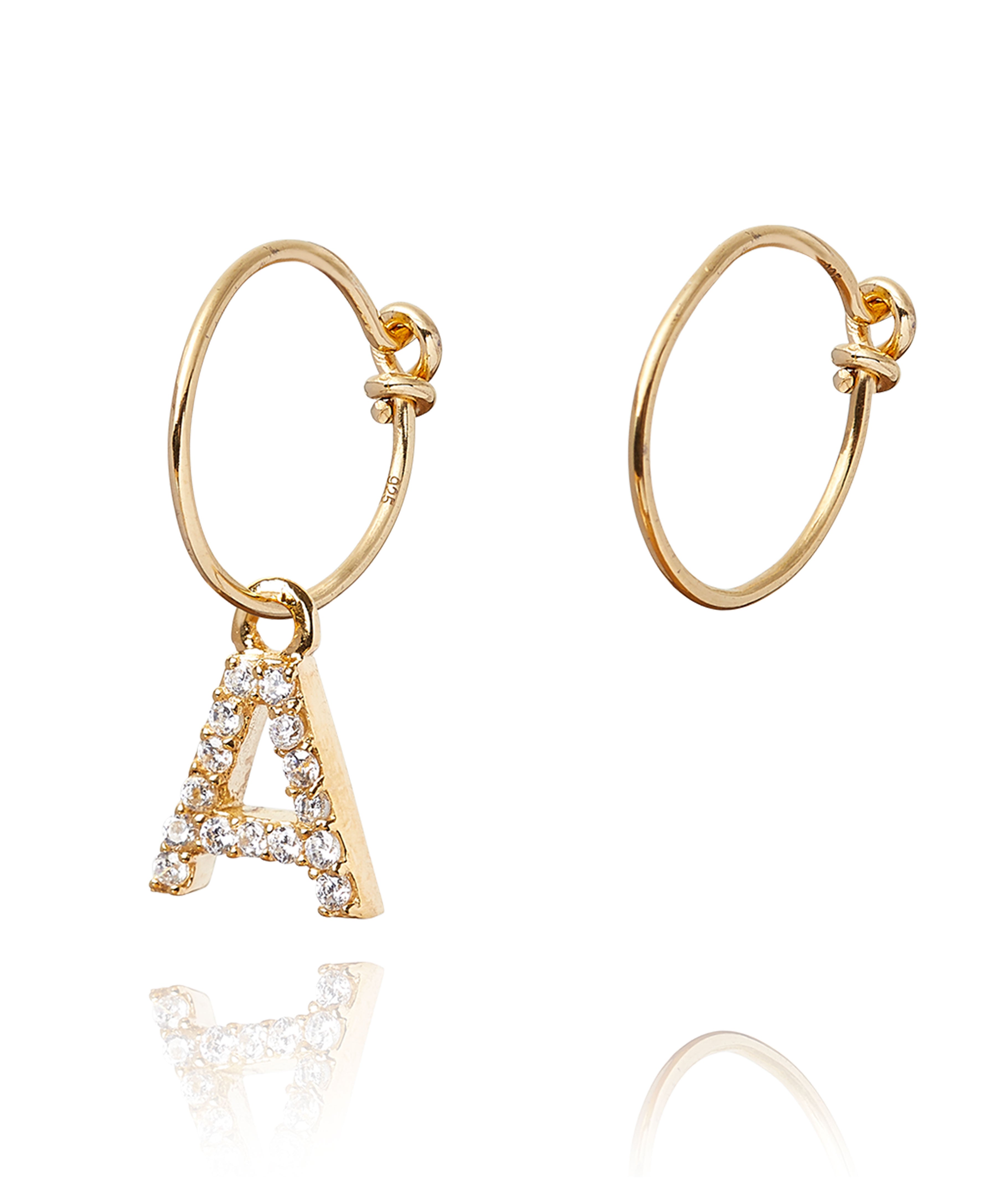 ALPHABET ZIRCON HOOP EARRING