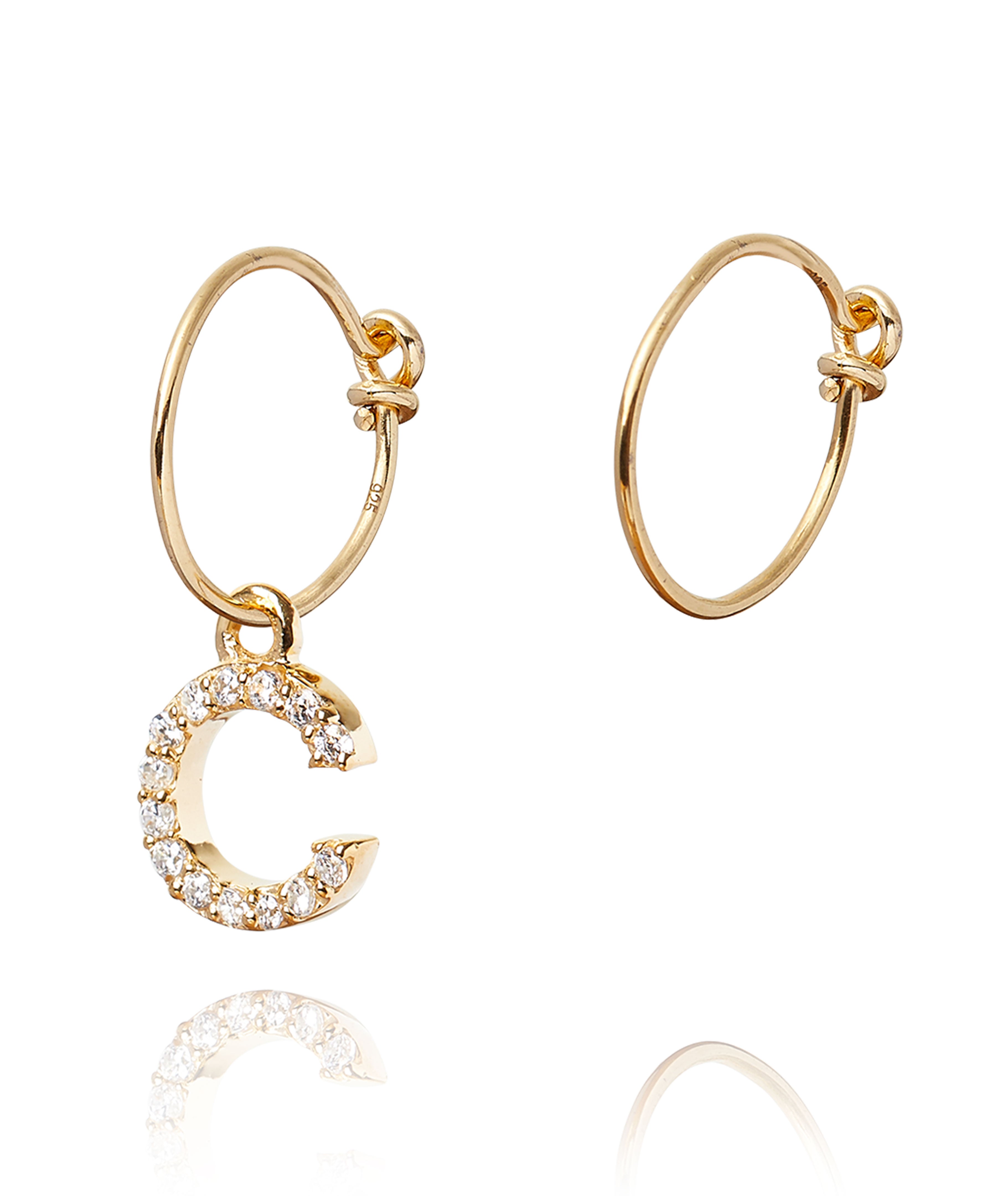 ALPHABET ZIRCON HOOP EARRING