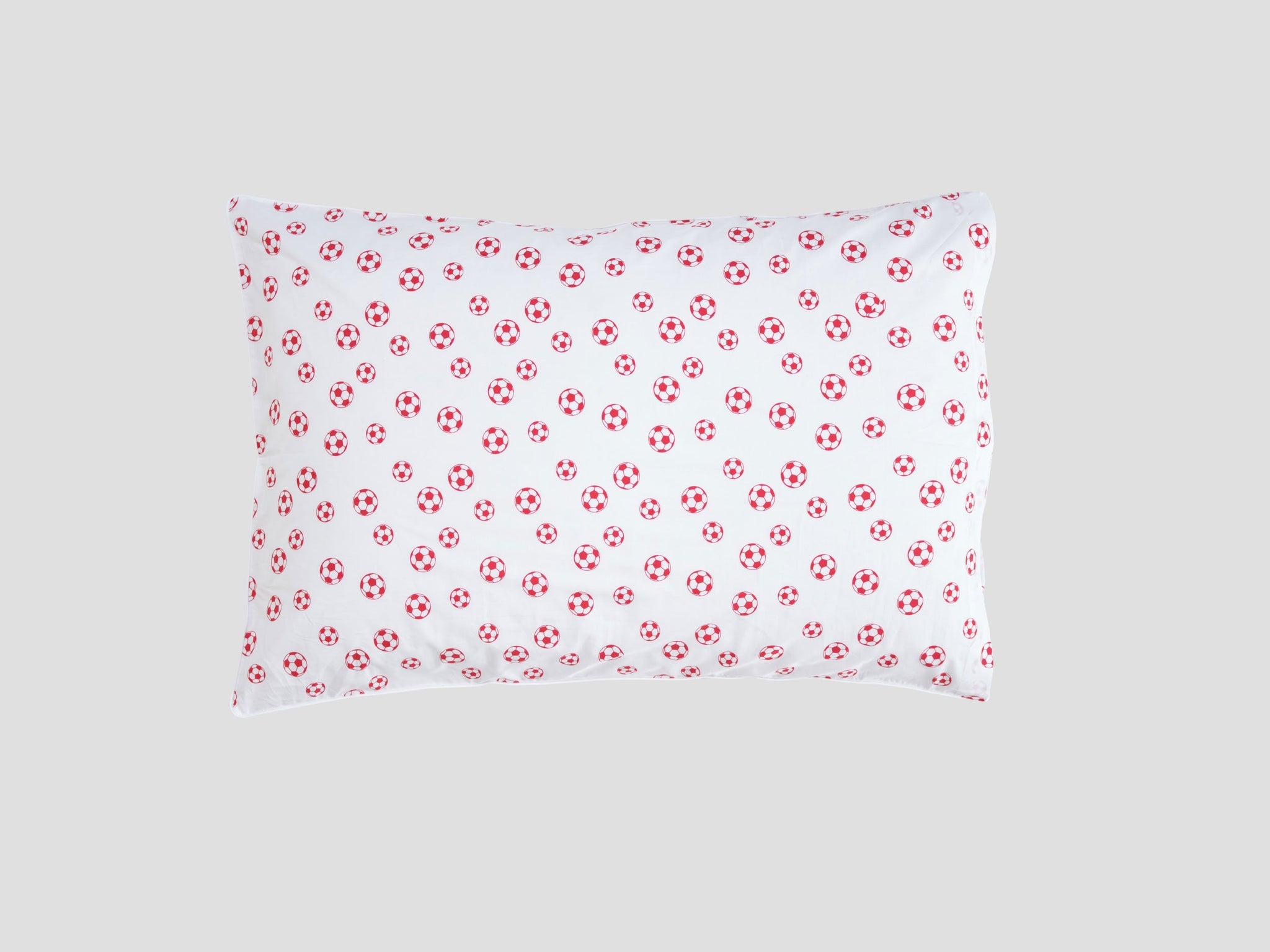 RED FOOTBALLS PILLOWCASE