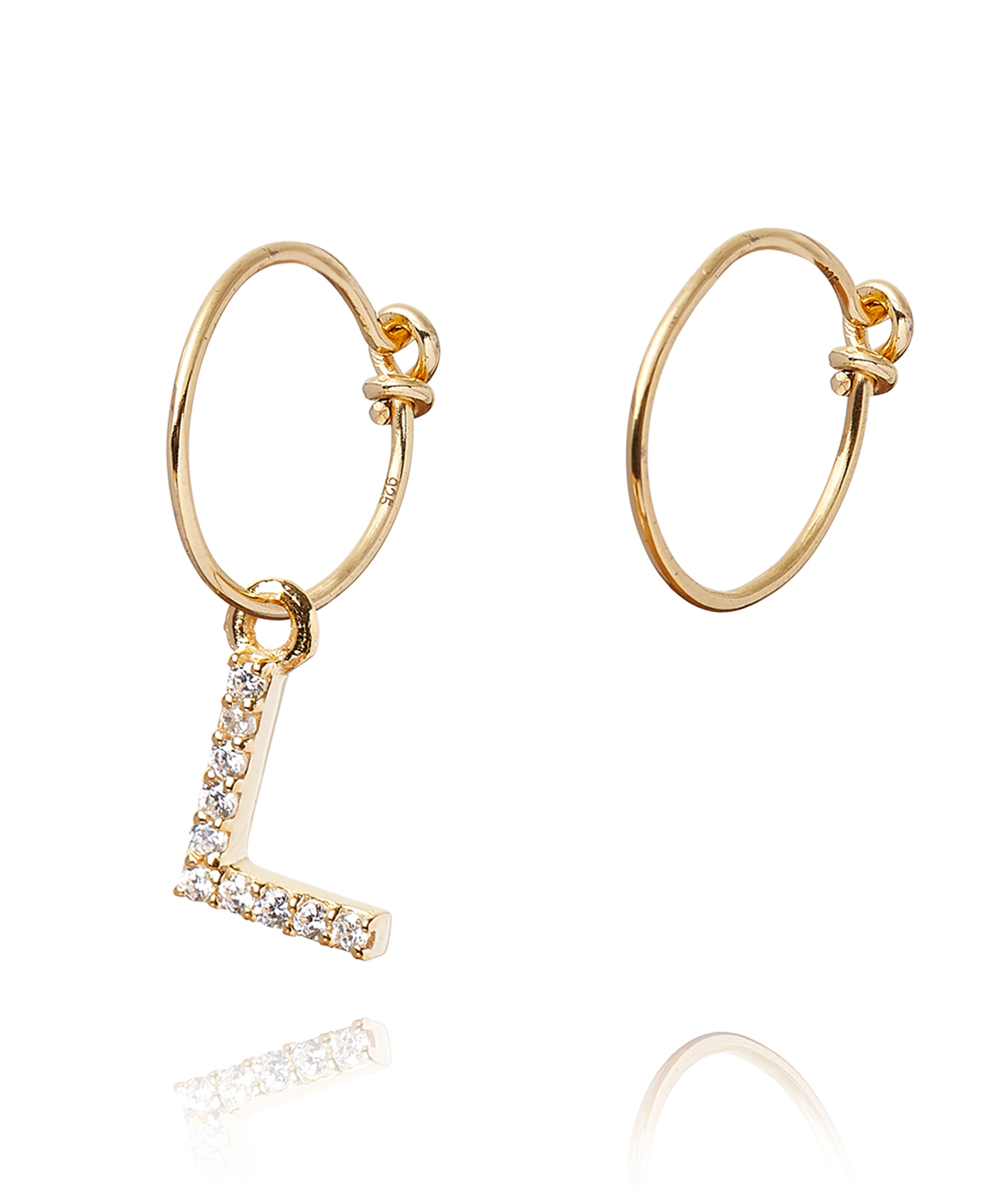 ALPHABET ZIRCON HOOP EARRING