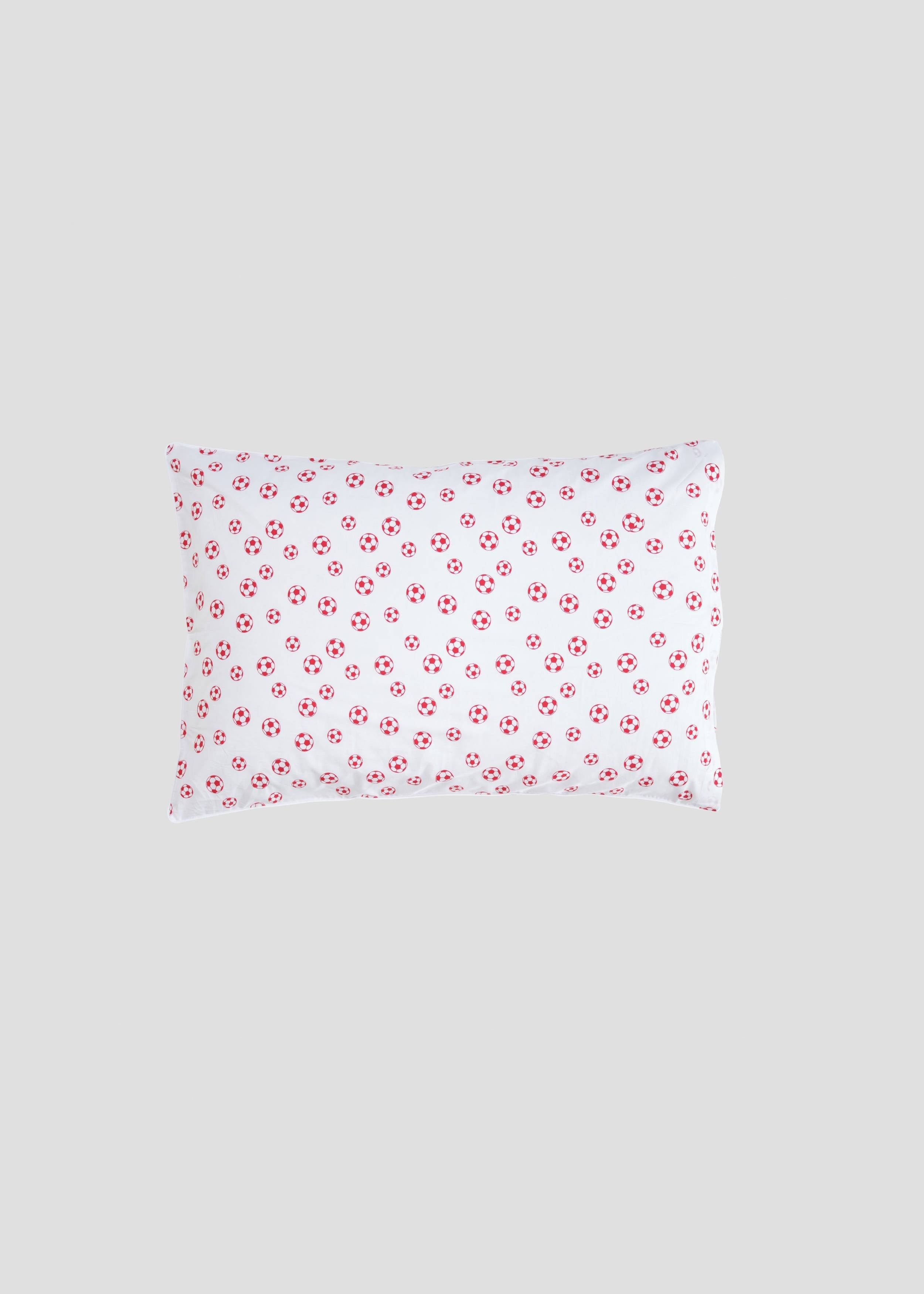 RED FOOTBALLS PILLOWCASE