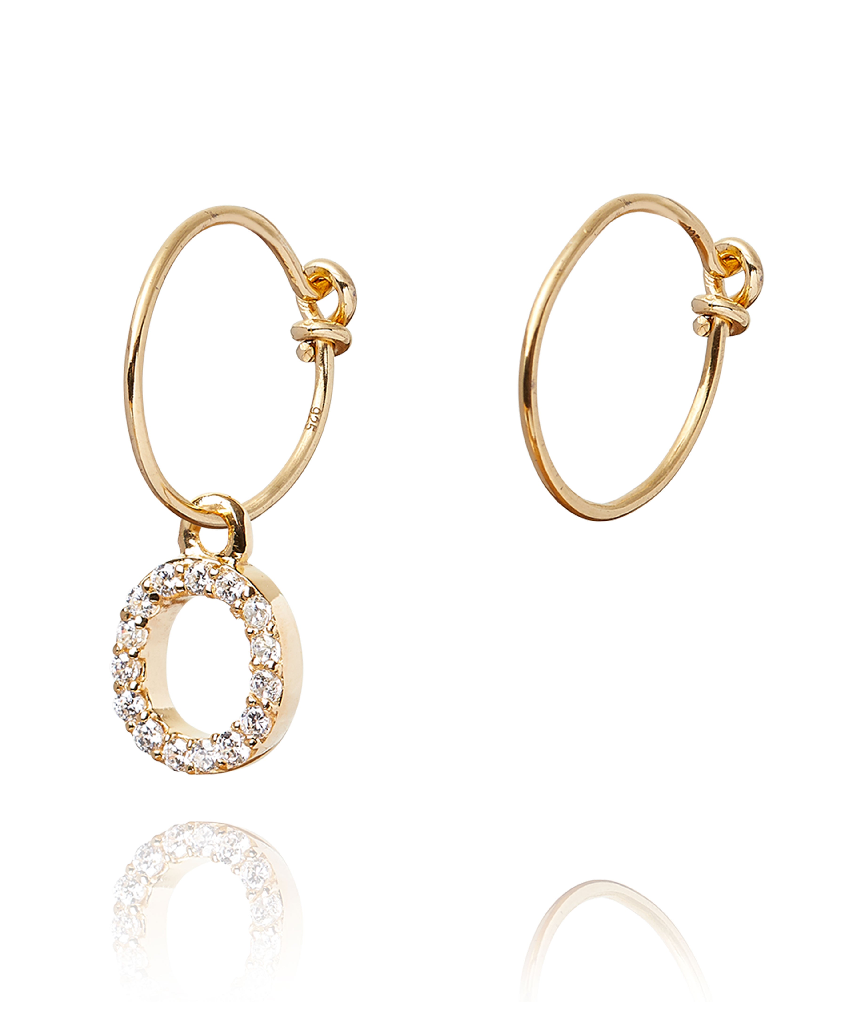 ALPHABET ZIRCON HOOP EARRING