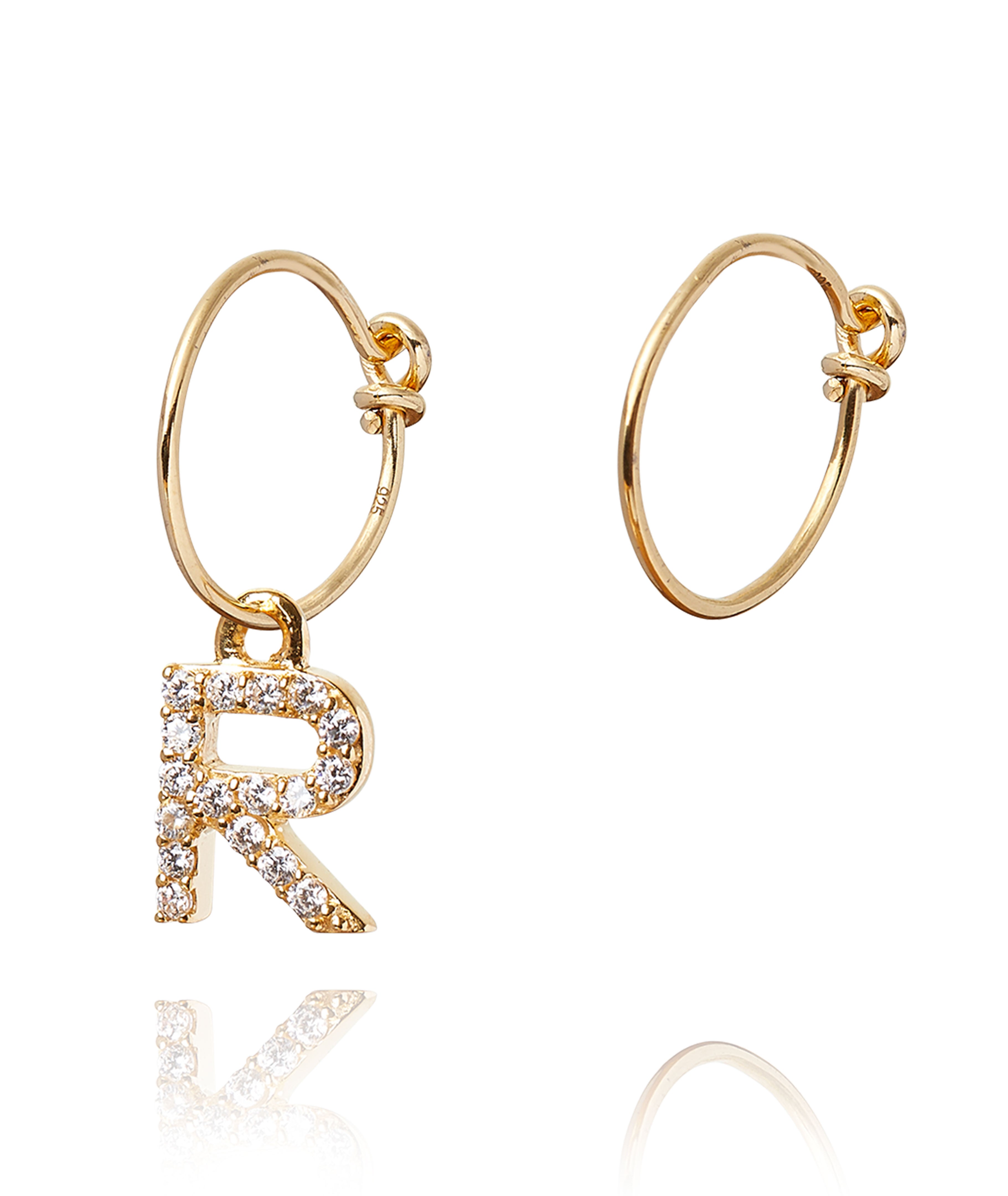 ALPHABET ZIRCON HOOP EARRING