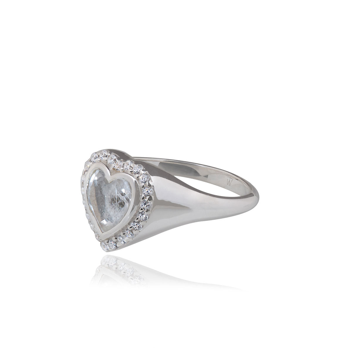 CRYSTAL & PAVE ZIRCON HEART PINKY RING