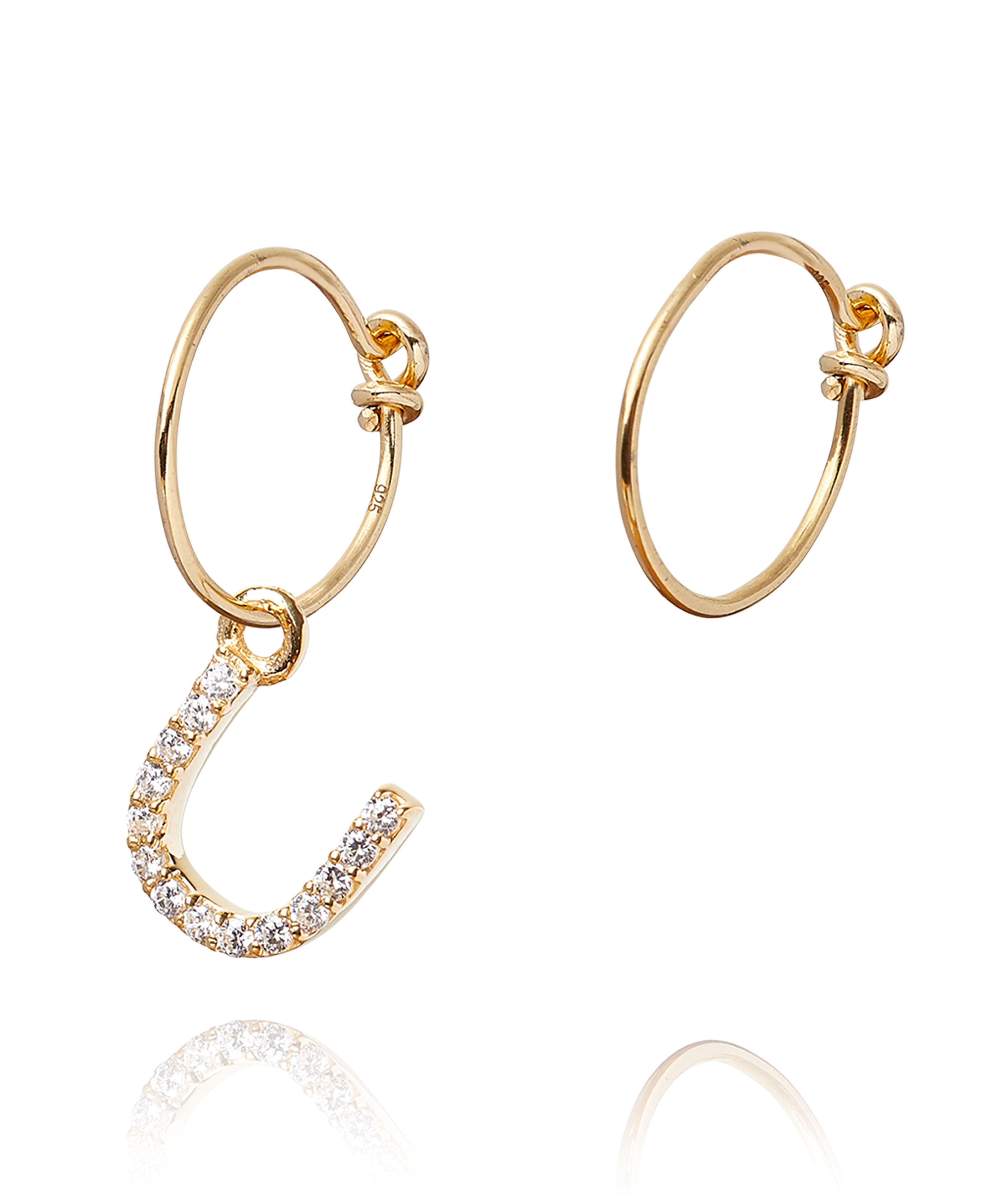 ALPHABET ZIRCON HOOP EARRING