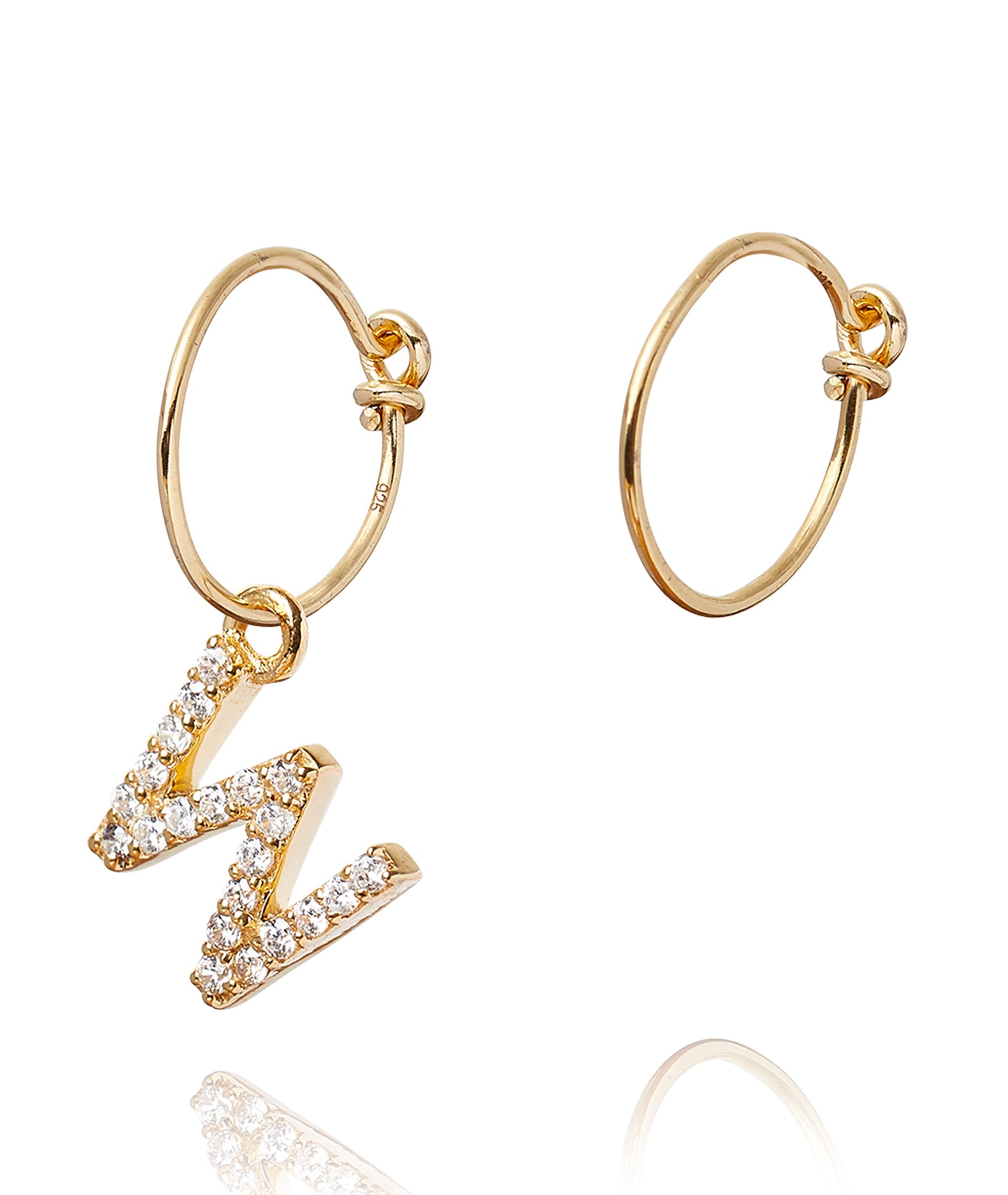 ALPHABET ZIRCON HOOP EARRING