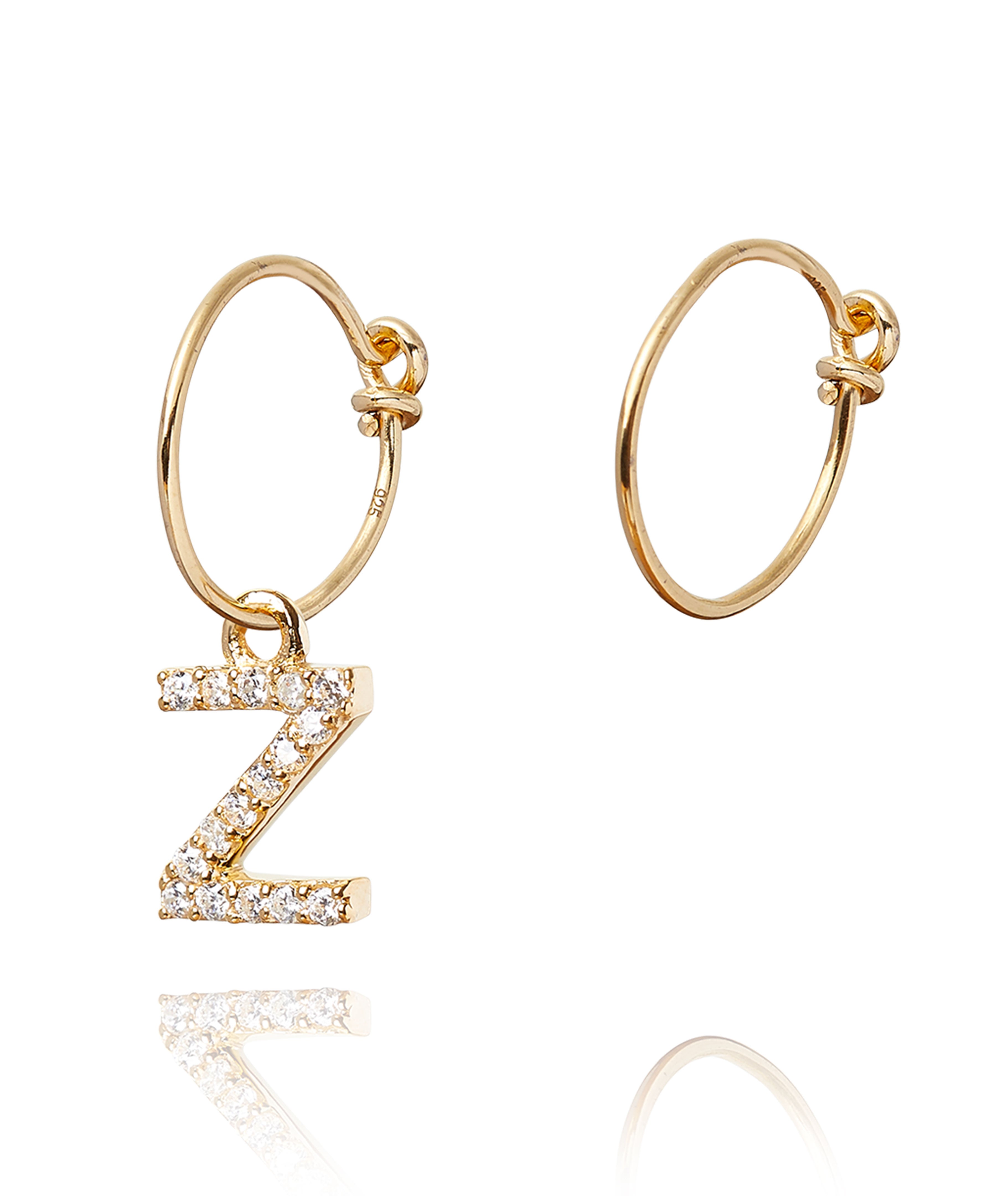 ALPHABET ZIRCON HOOP EARRING