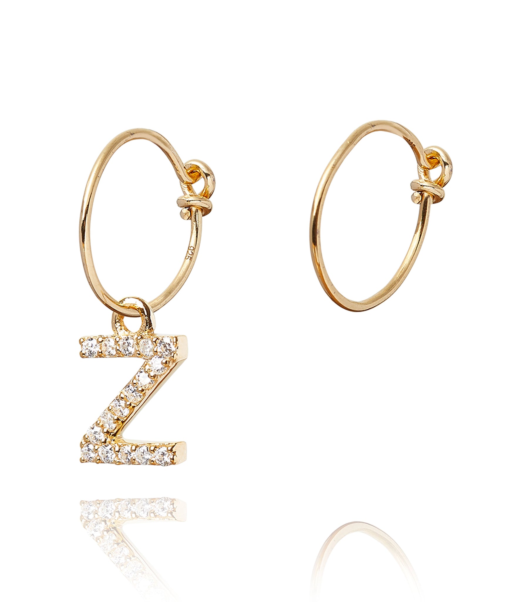 ALPHABET ZIRCON HOOP EARRING