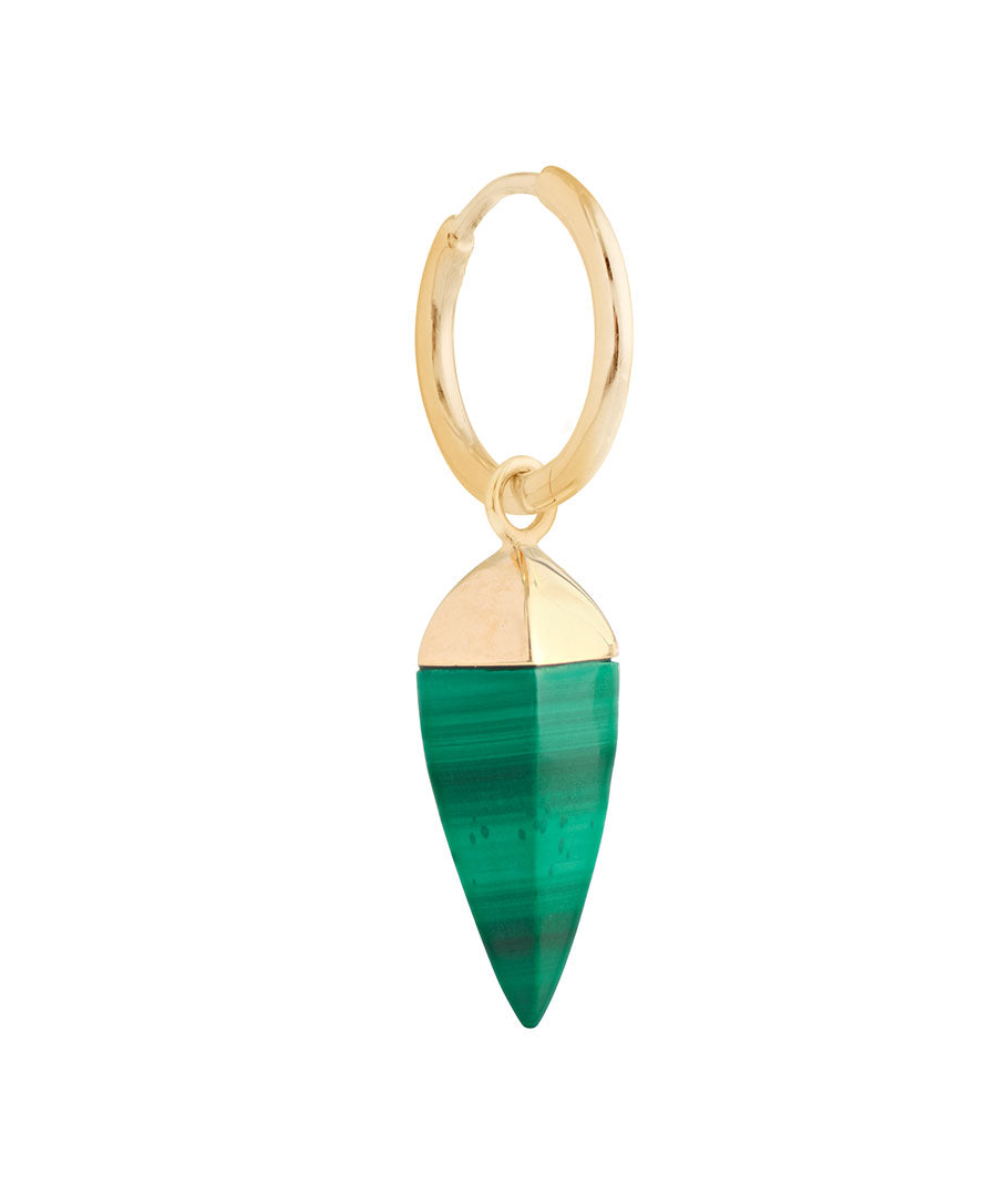 MALACHITE 10KT GOLD SPIKE EARRING